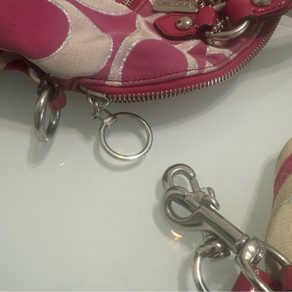 Coach Pink Tan Crossbody Handbag Logo Rare VS6 Medium - Picture 5 of 6
